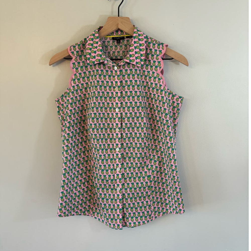 Talbots Sleeveless Button Up Collared Pineapple S… - image 1